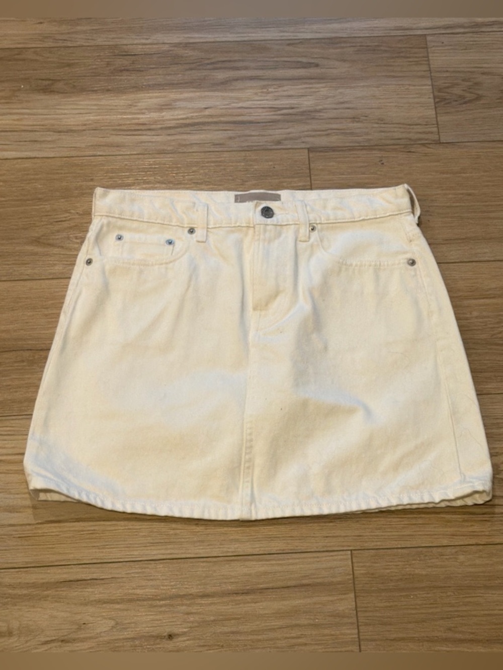 Everlane Cream/White Denim Mini Skirt